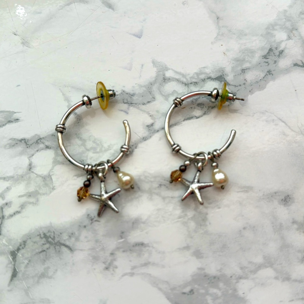 Brighton Starfish Hoop Silver Earrings